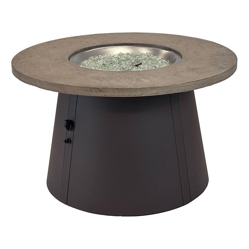 Cirvalo 42 Inch Round Natural Gas Fire Pit in Fossil Brown/Brown by The Outdoor GreatRoom Company - White Background thumbnail