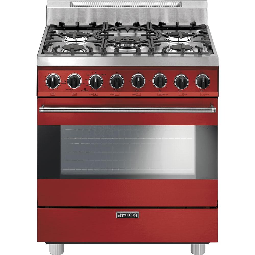 Smeg Classic 30-Inch 5-Burner Natural Gas Range - Red - C30GGRU