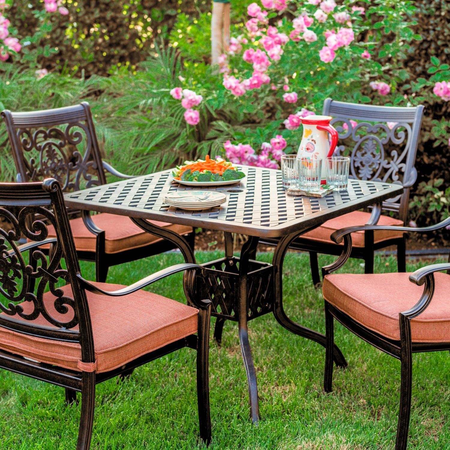 Darlee St. Cruz 4-Person Cast Aluminum Patio Dining Set thumbnail