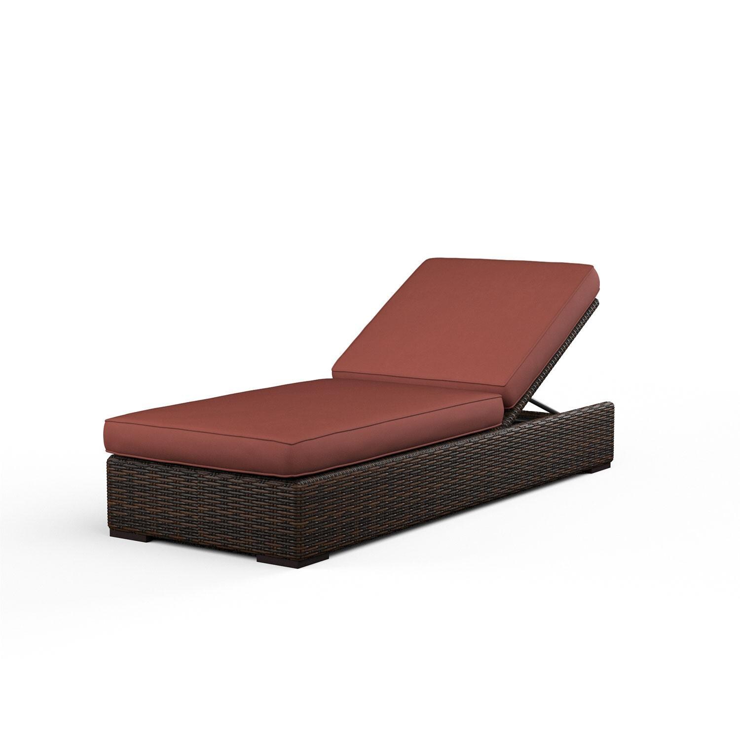 Montecito Wicker Patio Adjustable Chaise Lounge  in Canvas Henna w/ Self Welt By Sunset West - Display - White Background thumbnail