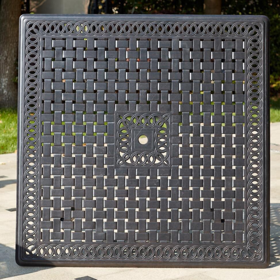 Darlee B/201630-9PCR-88W Ocean View 9 Pc Cast Aluminum Dining Set w/ Rockers in Antique Bronze - Table Top - Detail thumbnail