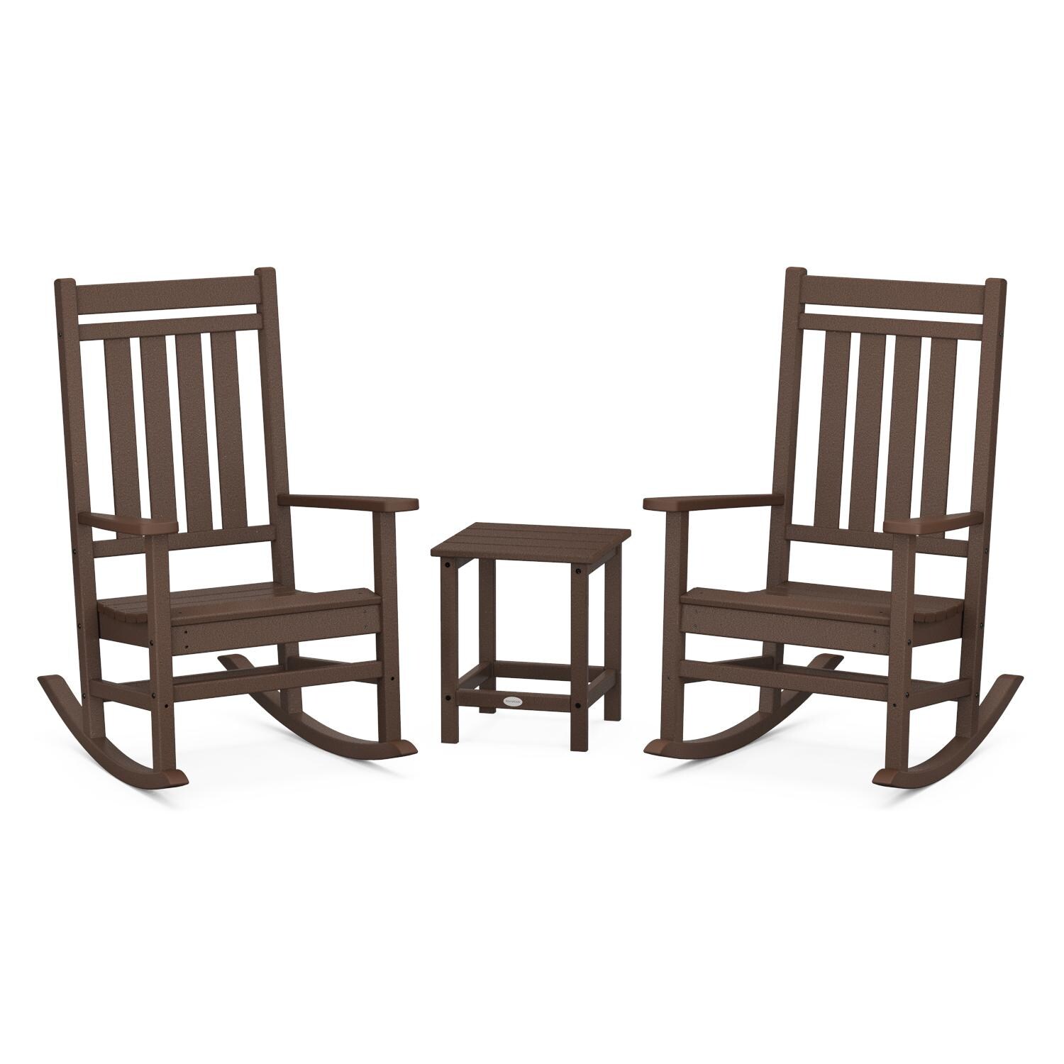 Estate 3 Pc Recycled Plastic Seating Set w/ Long Island End Table in Mahogany by POLYWOOD