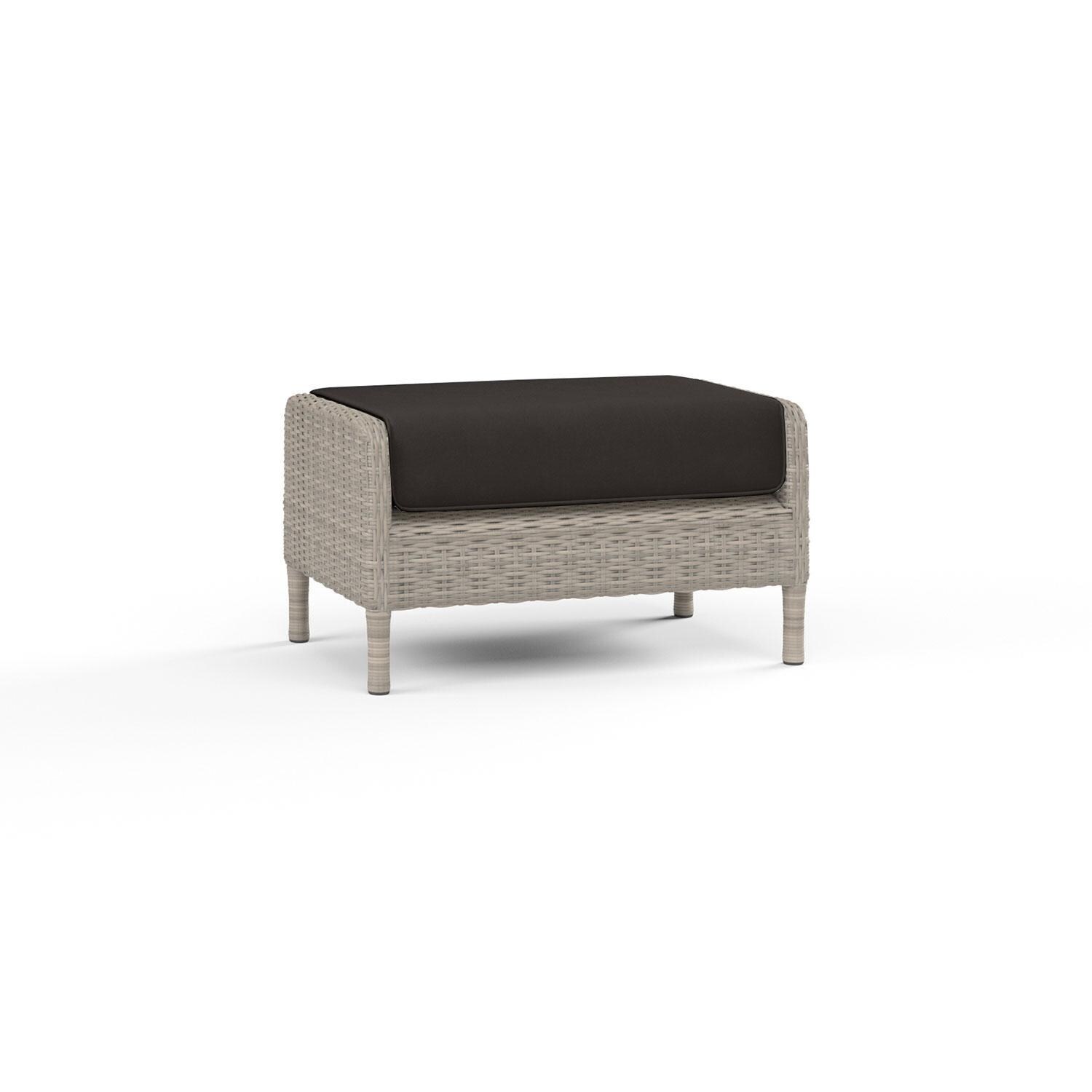 Manhattan Wicker Patio Ottoman in Spectrum Carbon w/ Self Welt By Sunset West - Display - White Background thumbnail