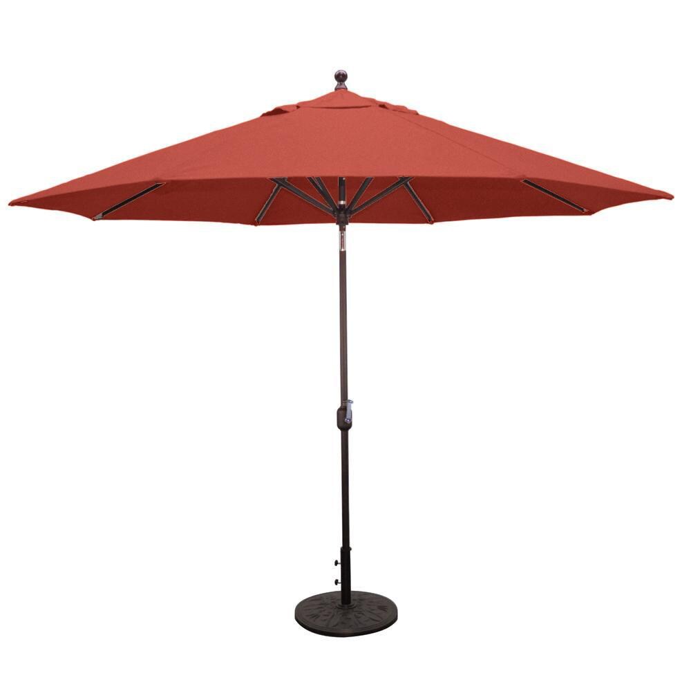 Galtech 11 Ft. Octagonal Aluminum Patio Umbrella W/ Crank Lift & Deluxe Auto Tilt - Antique Bronze Frame W/ Henna Sunbrella Fabric (Umbrella Base Not Included) thumbnail