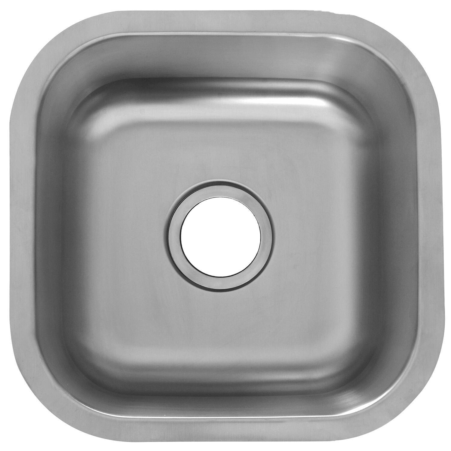 Huntington Brass 16165 + HBK1623901-PF + LI-XD Intrepid 16 X 16 Outdoor Stainless Steel Bar Sink with Huntington Brass Euro Style Pull Out Faucet and Strainer Basket - Sink - White Background thumbnail