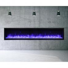 Amantii Symmetry Series Extra Tall 100-Inch Built-In Electric Fireplace with Black Steel Surround - ICE Media Kit - Indoor/Outdoor - SYM-100-XT