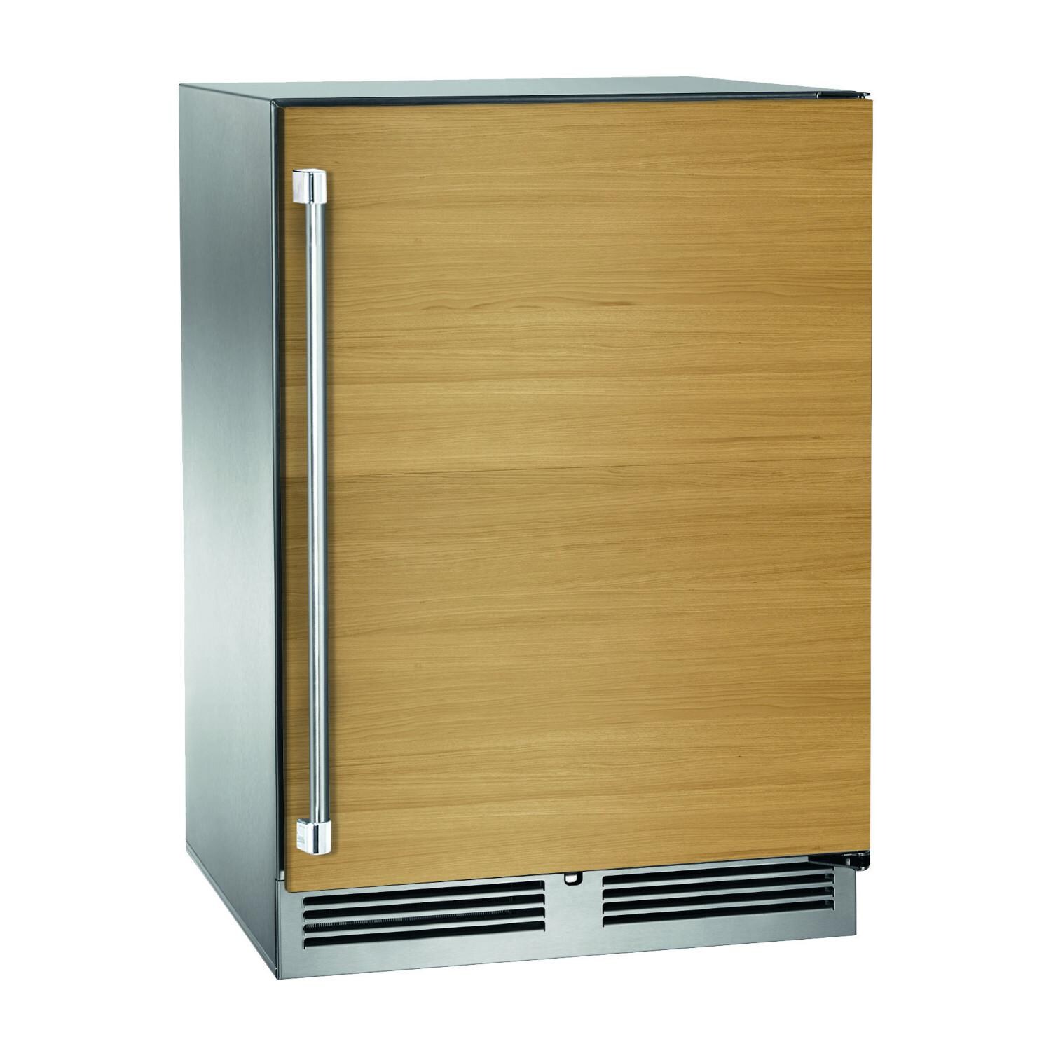 Perlick HP24DO-4-2RL 24-Inch Signature Series Stainless Steel Panel Ready Outdoor Dual Zone Wine Reserve w/ Door Lock - Custom Light Wood Panel thumbnail