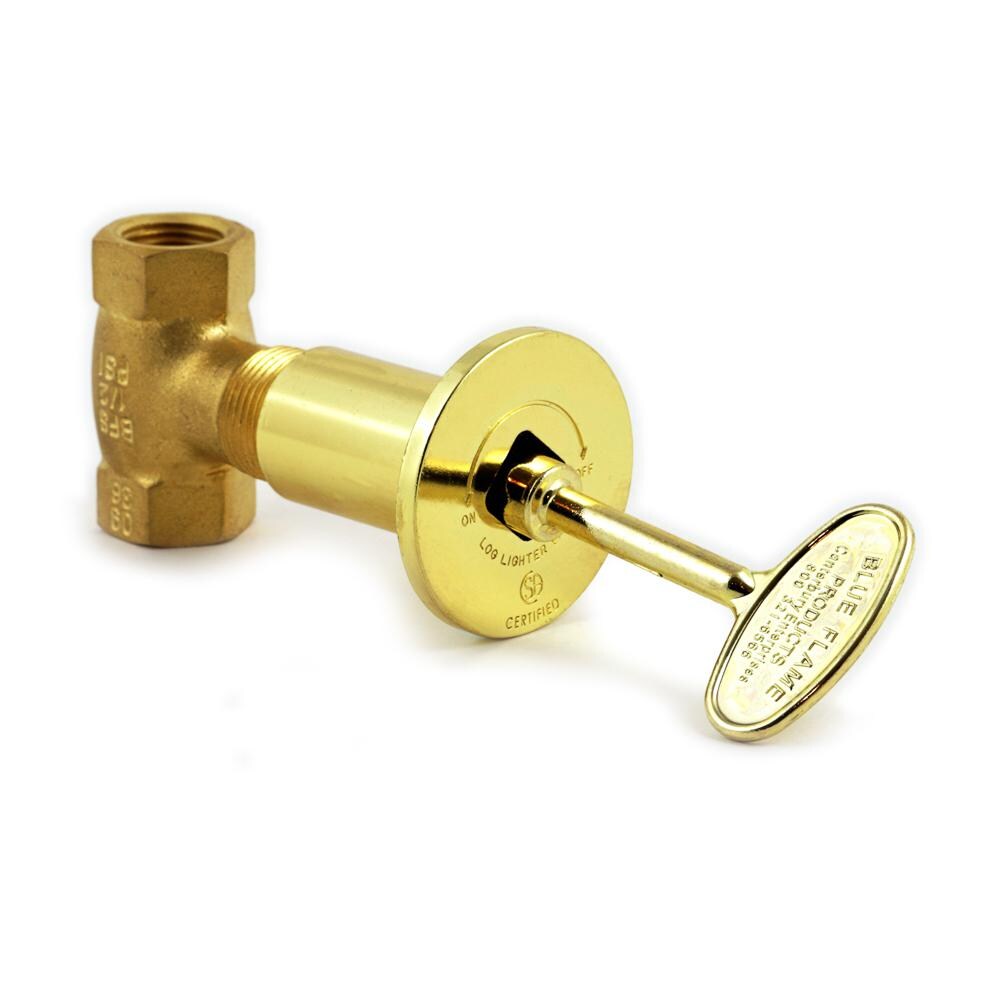 Blue Flame Straight Fireplace Valve Kit - Polished Brass thumbnail
