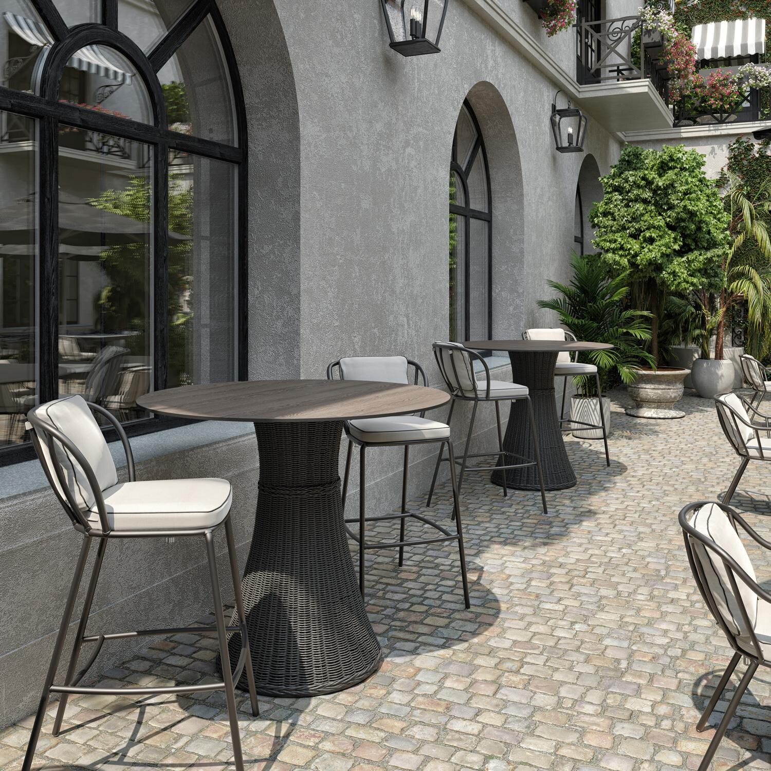 Oxford Garden Malti Aluminum Bar Stool in Carbon/Bliss Linen - Courtyard thumbnail