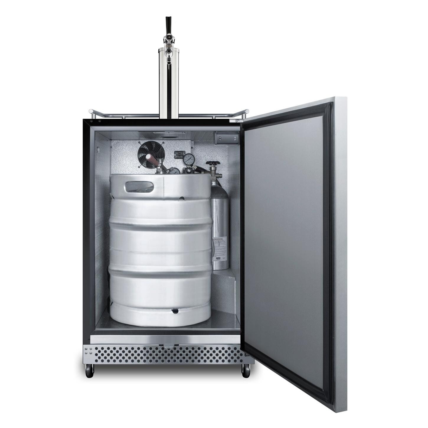 Summit SBC696OSTL Commercial Outdoor Rated Single Tap Beer Dispenser / Kegerator w/ TapLock - With Keg thumbnail