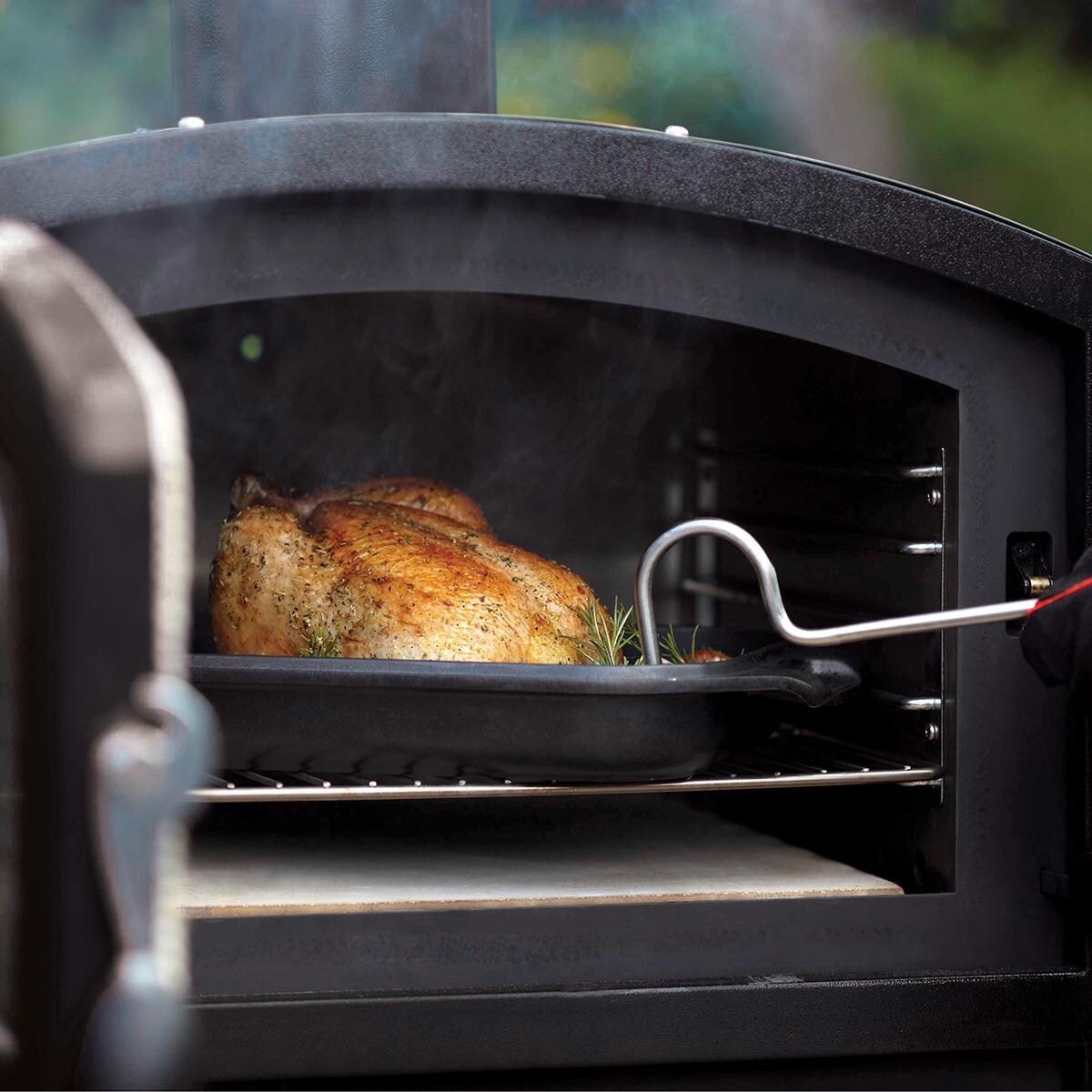 Fornetto Alto Wood Fired Built-In Outdoor Pizza Oven And Smoker - Smoking Turkey thumbnail