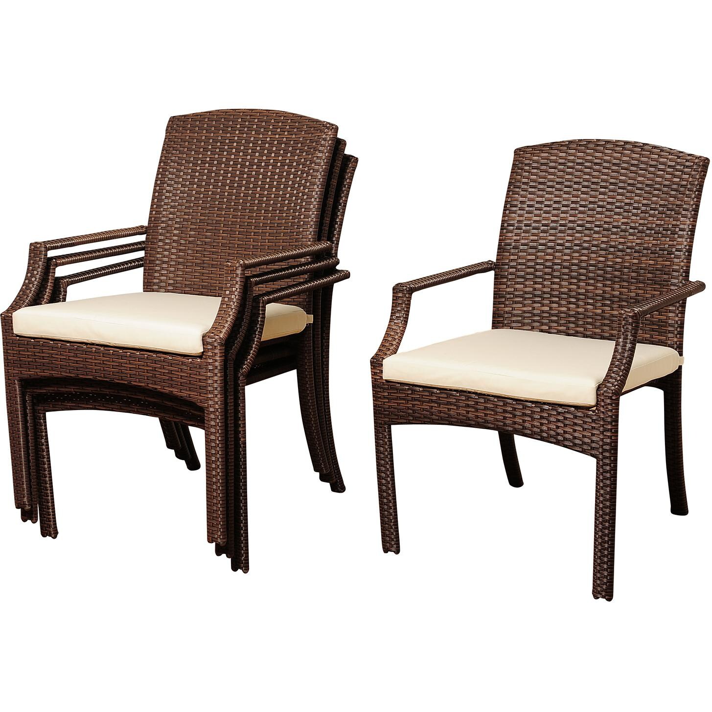 Amazonia SC ALAMA_6SANI_BR Wicker Stacking Dining Arm Chairs thumbnail