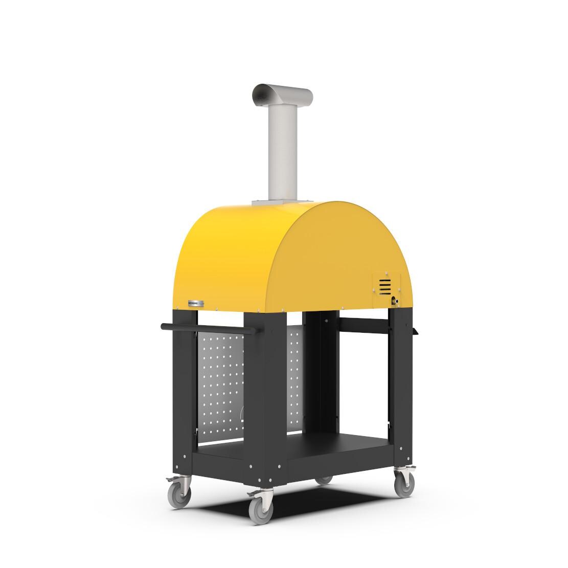 Alfa FXMD-2P-GGIA-U + BF-2P-NER Moderno 2 Pizze Propane Pizza Oven W/ Natural Gas Conversion Kit and Oven Base - Fire Yellow - Back Right thumbnail