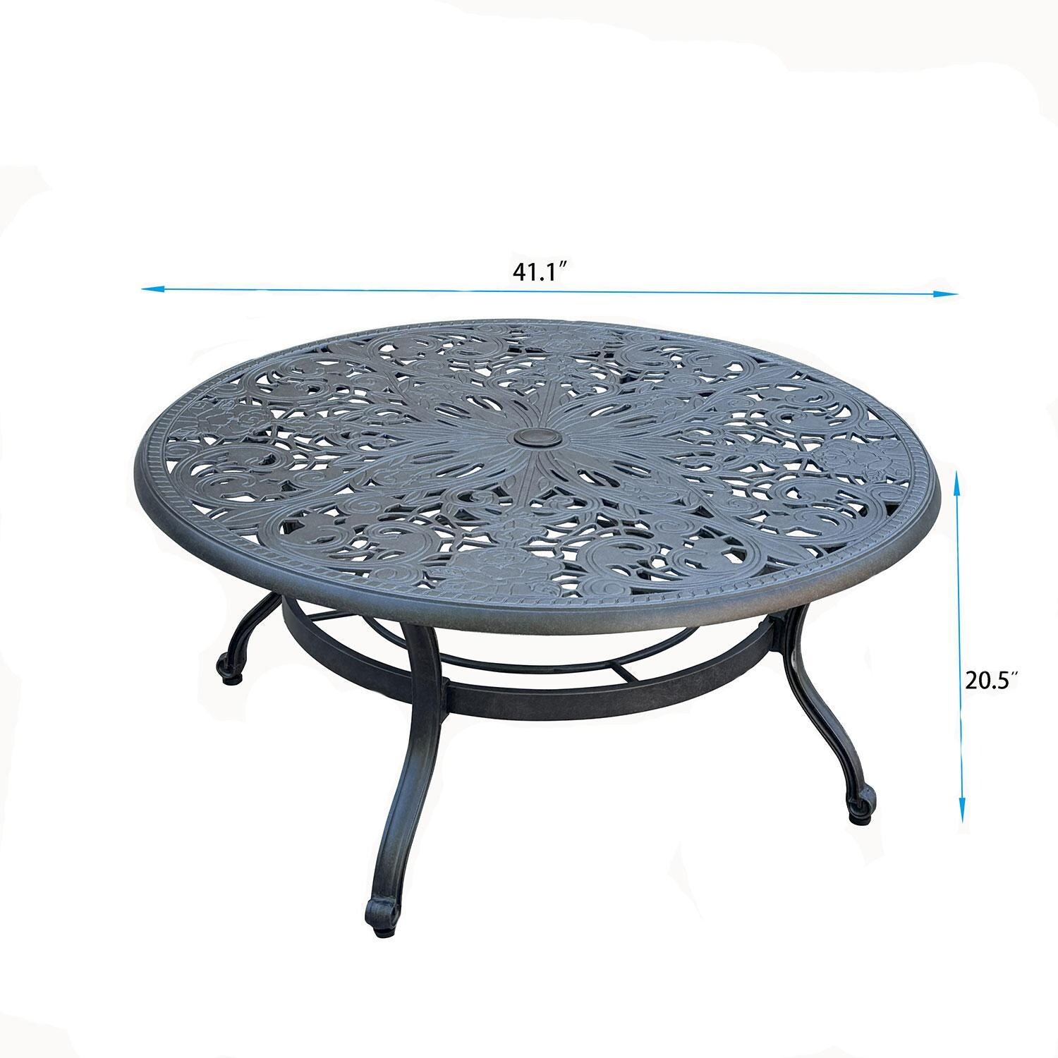 Darlee Cast Aluminum 42-in Round Chat Table - Dimensions - Dimensional thumbnail