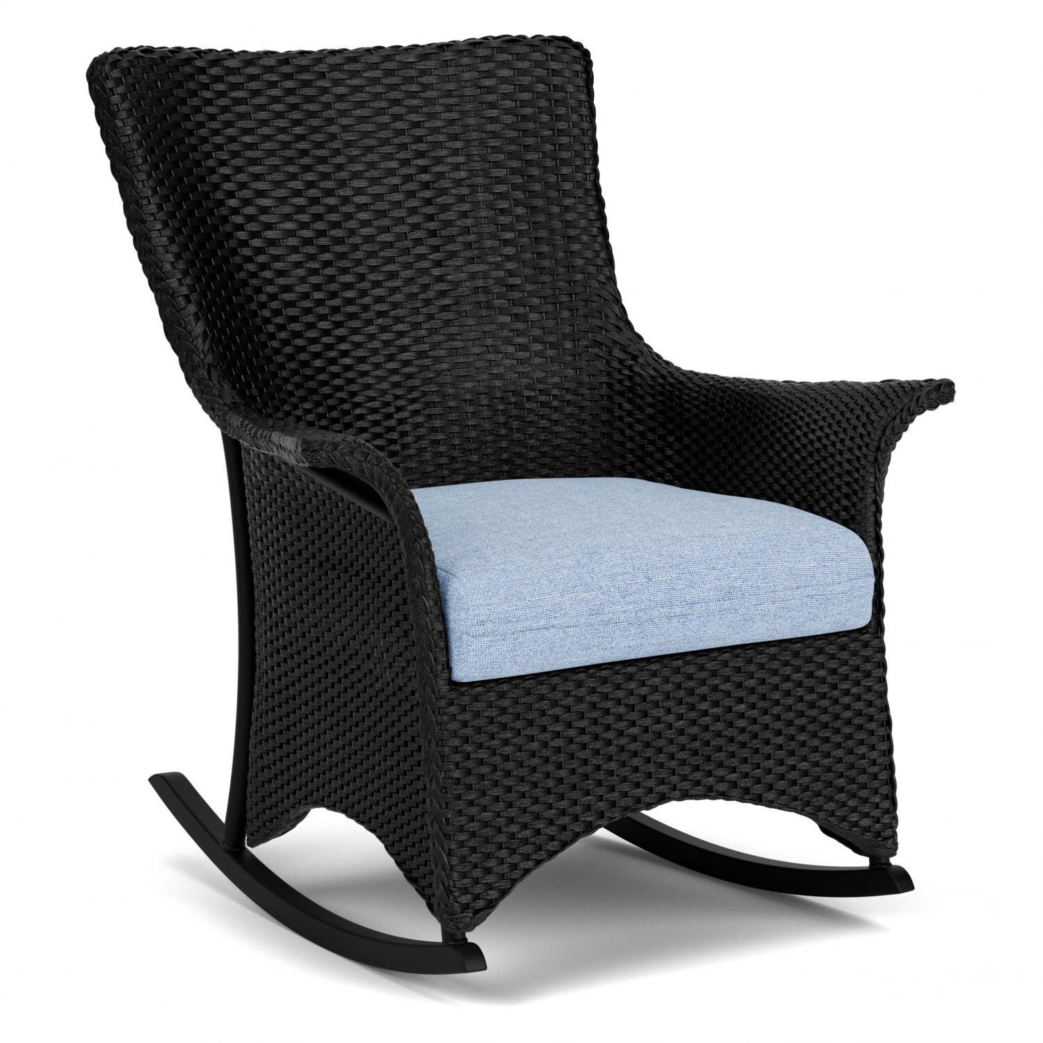 Lloyd Flanders Mandalay Porch Rocker in Ebony Finish with Demo Skyway fabric - Angled thumbnail