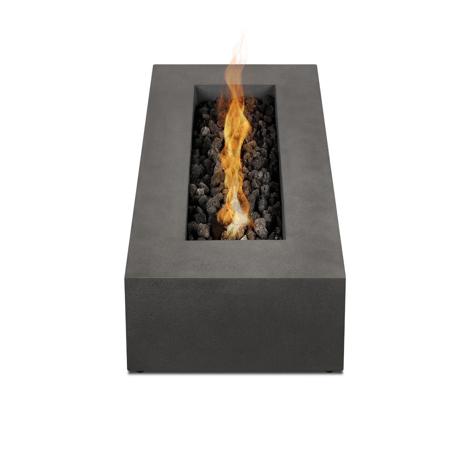 Hillview Bay 2713LP-CBN 72 Inch Rectangular Glass Fiber Reinforced Concrete Propane Fire Pit Table in Carbon by BBQGuys Signature - Front - White Background thumbnail