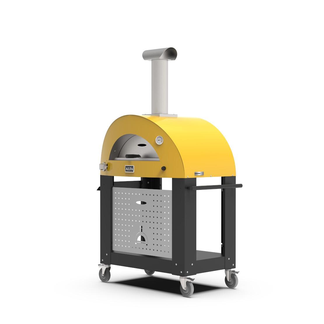 Alfa FXMD-2P-GGIA-U + BF-2P-NER Moderno 2 Pizze Propane Pizza Oven W/ Natural Gas Conversion Kit and Oven Base - Fire Yellow - Front Right thumbnail