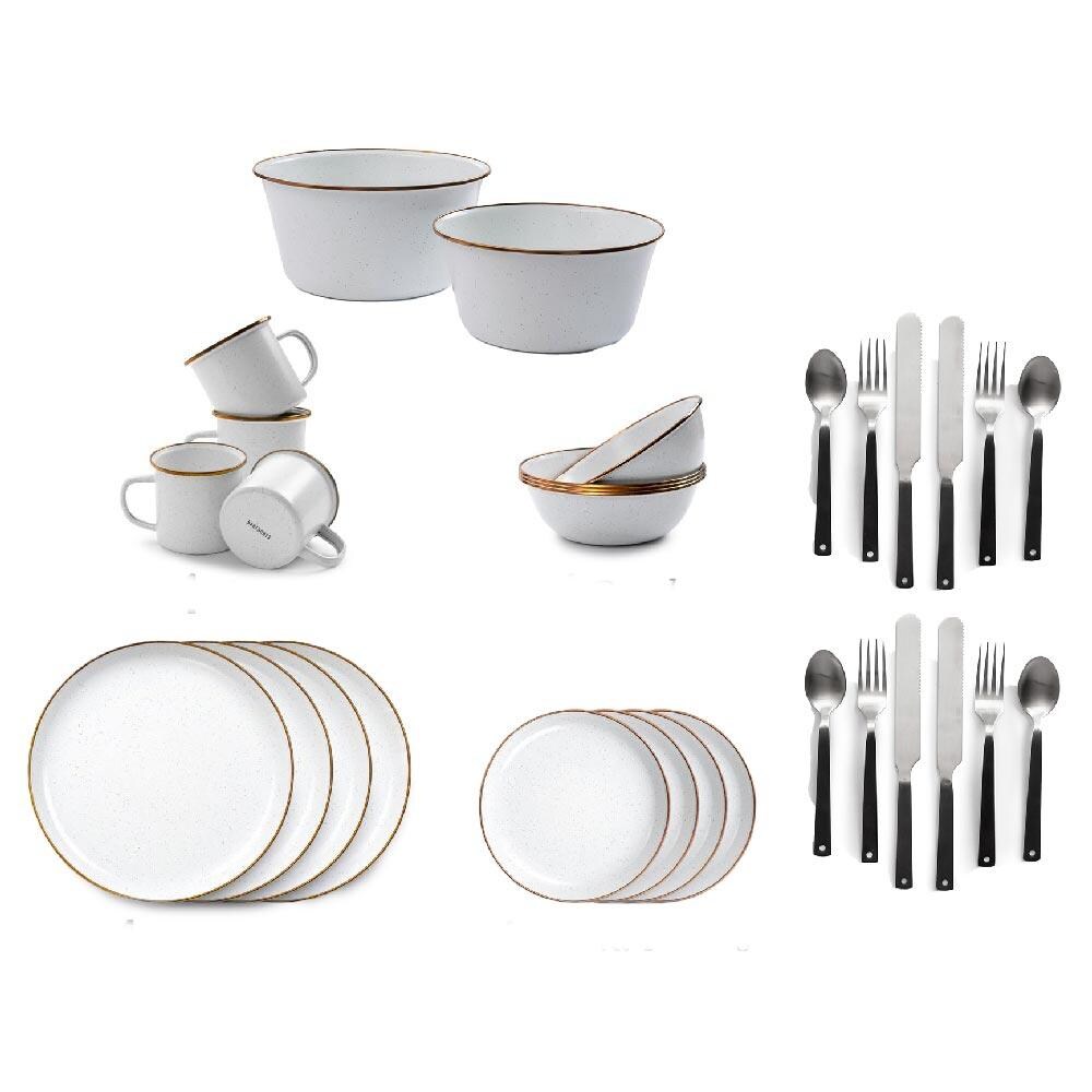 Barebones Living Enamel Camp Dining Bundle