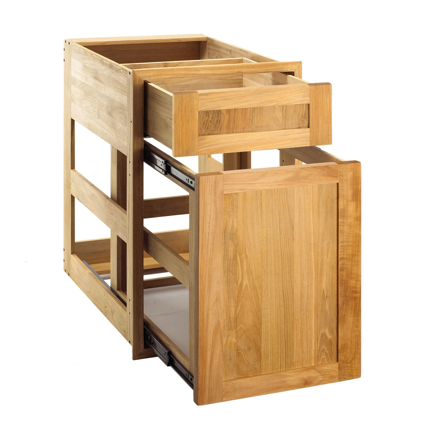 Pacific Teak 18 Inch Shaker Panel/Pullout Combo - Open thumbnail