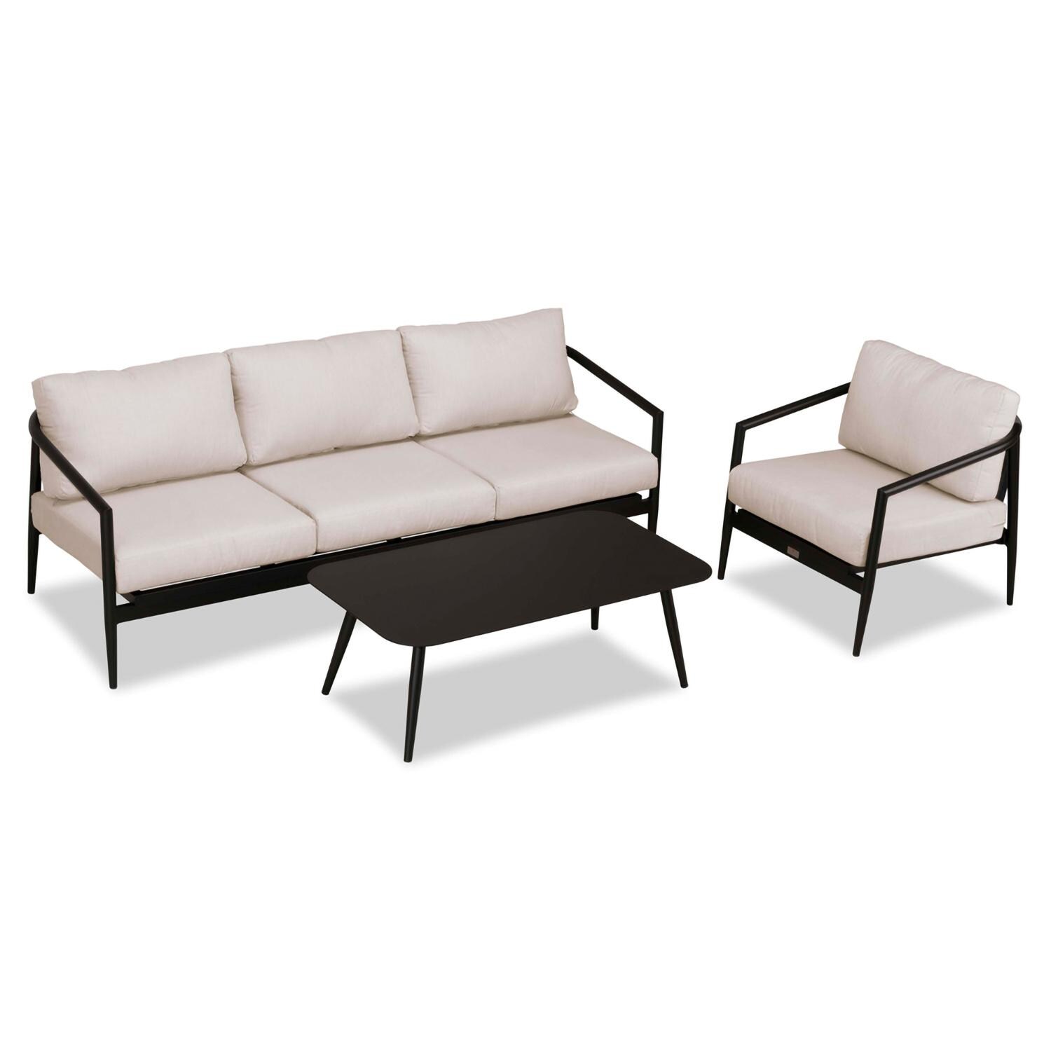 Lakeview Midnight Cove 3 Pc Aluminum Sofa Seating Set in Black/Carbon/Cast Silver - Top - White Background thumbnail
