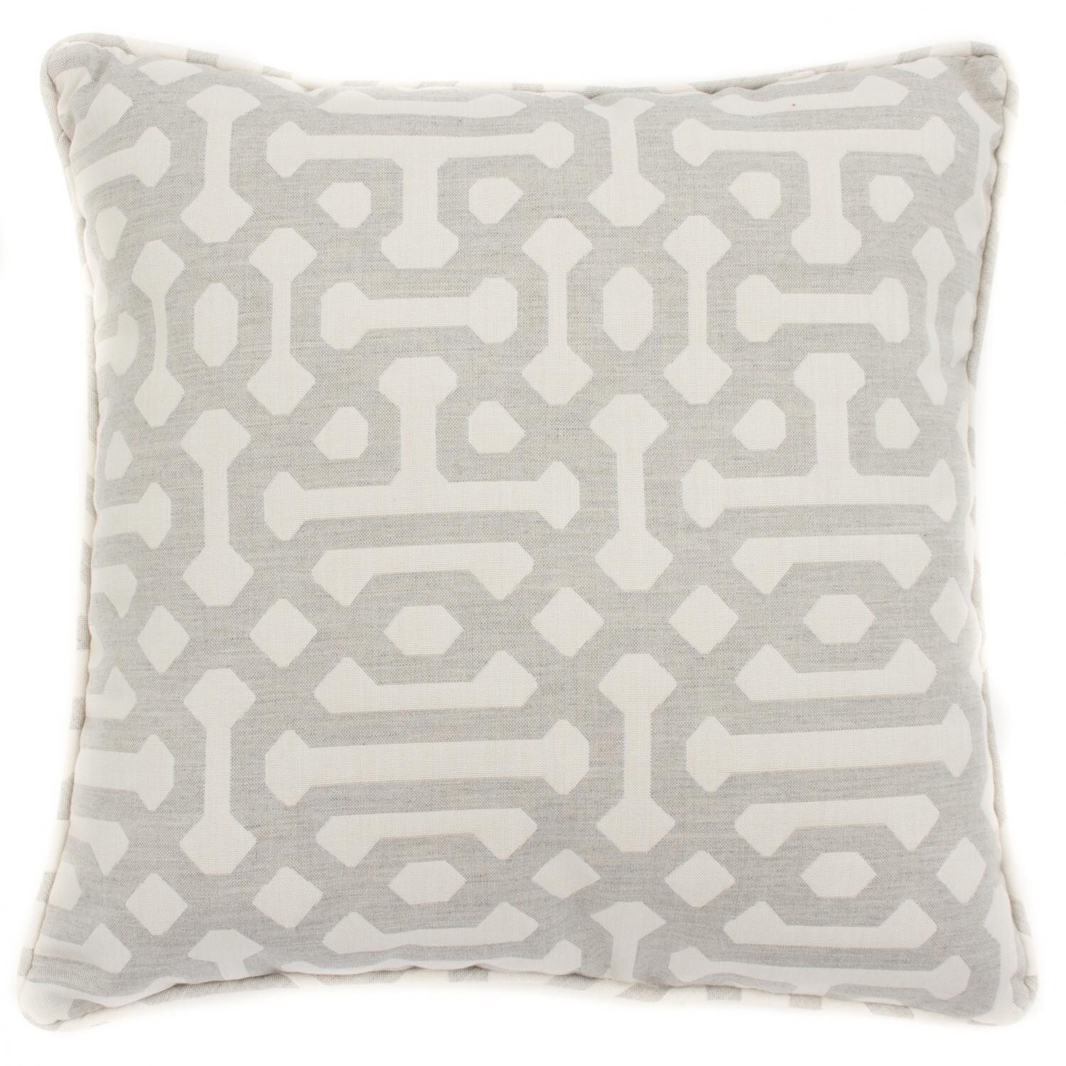 BBQGuys Signature Series 18 X 18 Outdoor Throw Pillow - Sunbrella Fretwork Pewter thumbnail