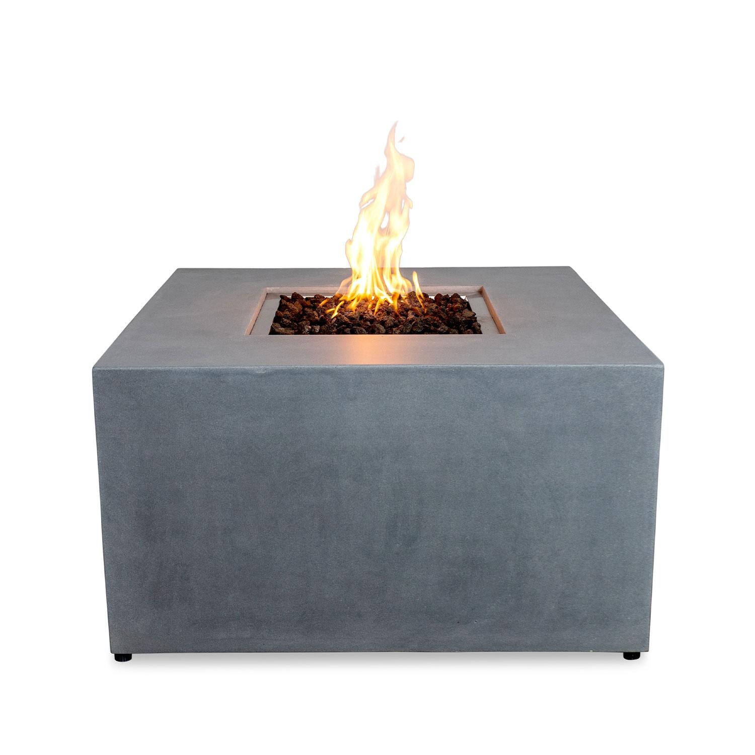 Glenwood 42-in Square Concrete Propane Fire Pit w/ Hidden Propane Tank in Natural Gray - White Background thumbnail