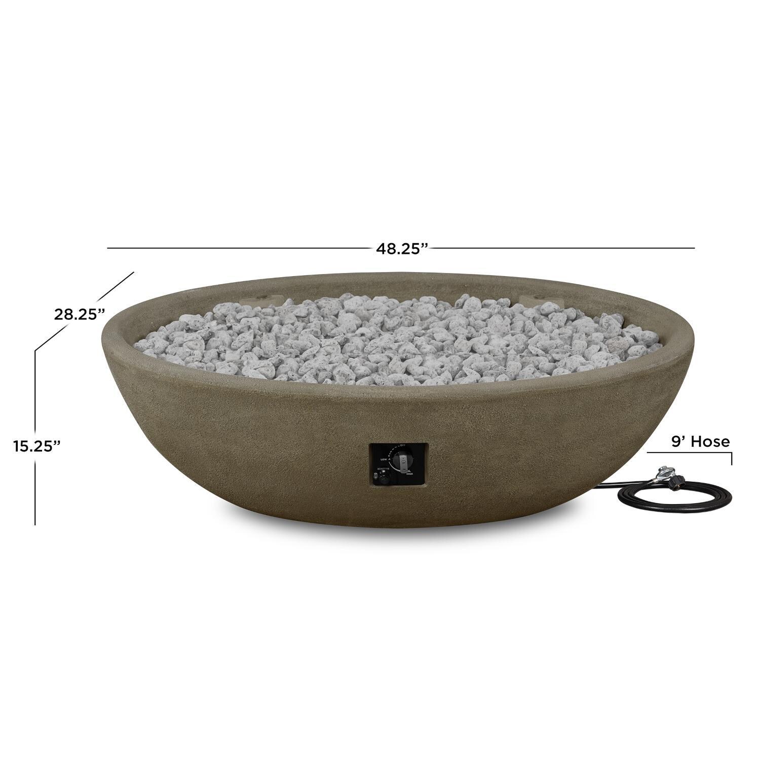 Lakeview Outdoor Designs SC-590LP-GLG Creekwood 48-Inch Oval Propane Gas Fire Bowl - Dimensions thumbnail