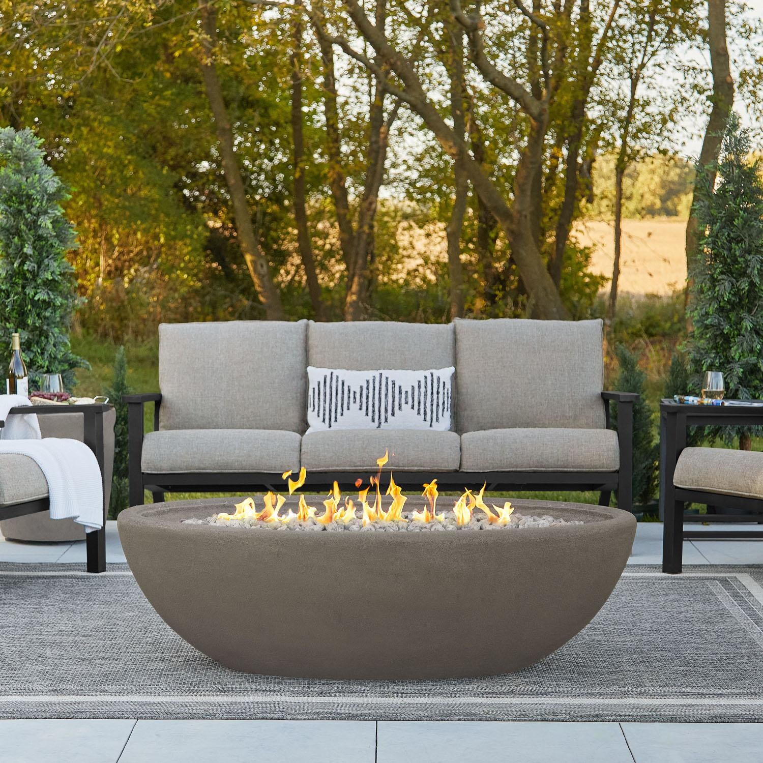 Real Flame Riverside 58-Inch Oval Propane Gas Fire Bowl - Glacier Gray - 592LP-GLG image