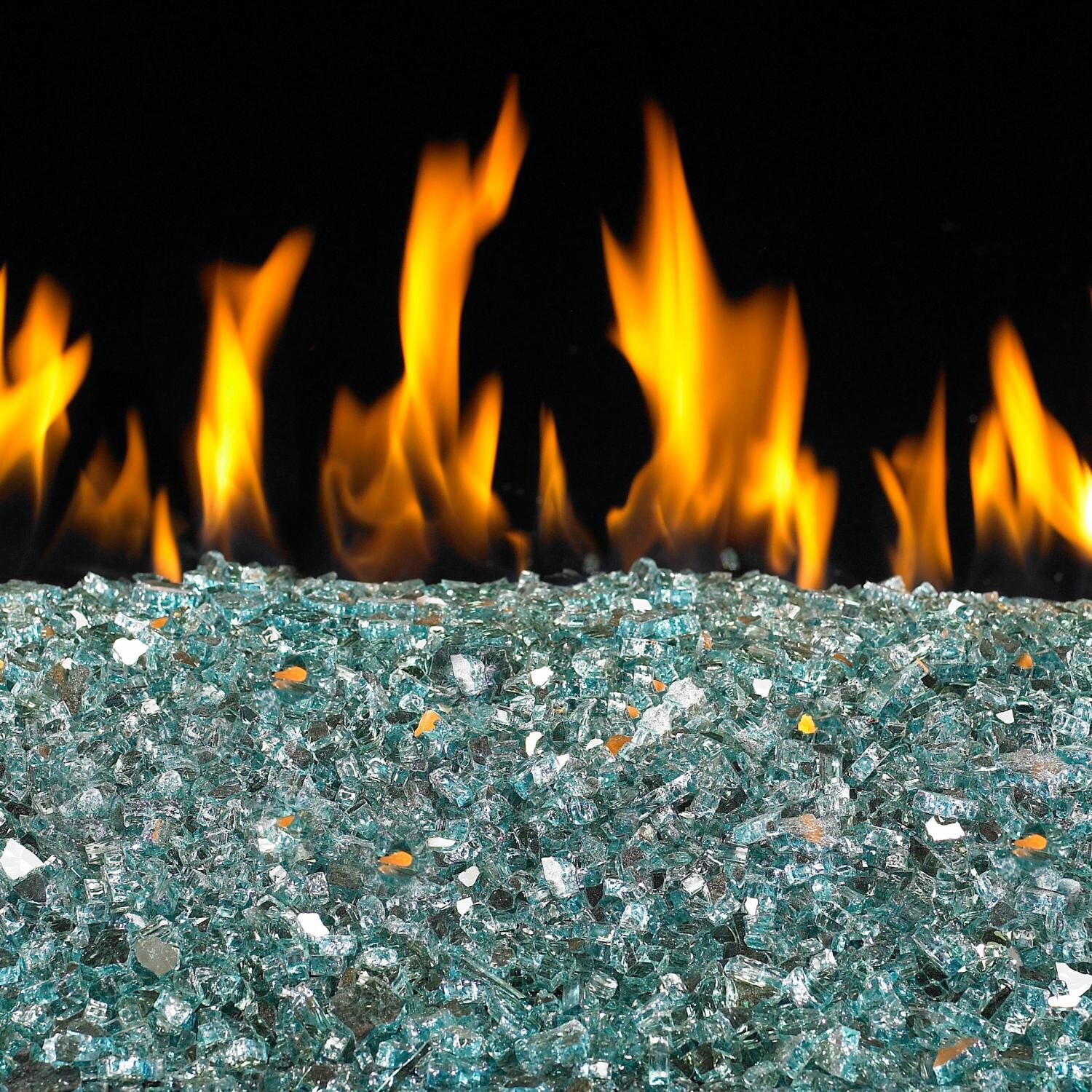 Peterson Real Fyre Glass Azuria Reflective Fire Glass - Shown in Use (Burner Not Included) thumbnail