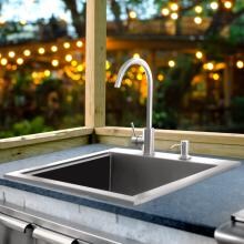 BBQGuys Sonoma 21-Inch Outdoor Rated Stainless Steel Drop In Sink With Hot/Cold Faucet image
