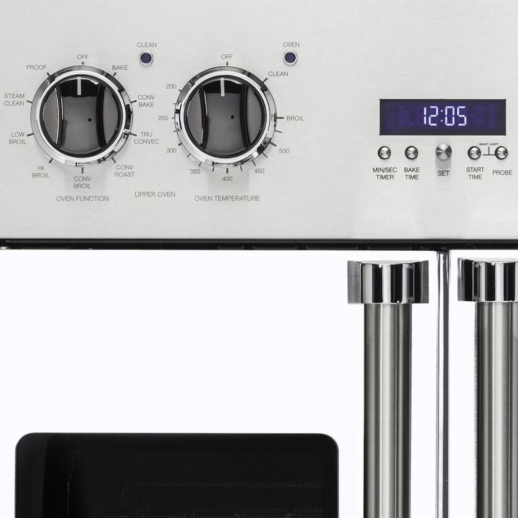 Viking Professional 7 Series 30-Inch Built-In French Door Convection Double Electric Oven - Close-up of Controls thumbnail