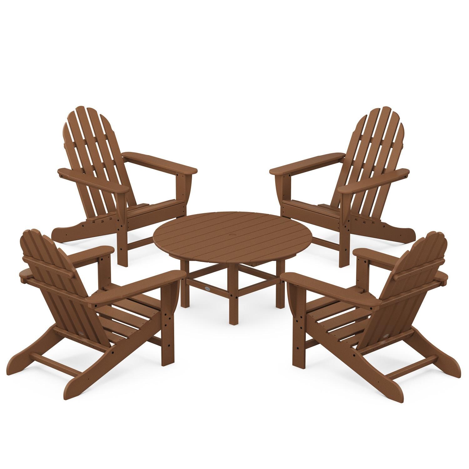 Classic Adirondack 5 Pc Recycled Plastic Seating Set in Teak by POLYWOOD