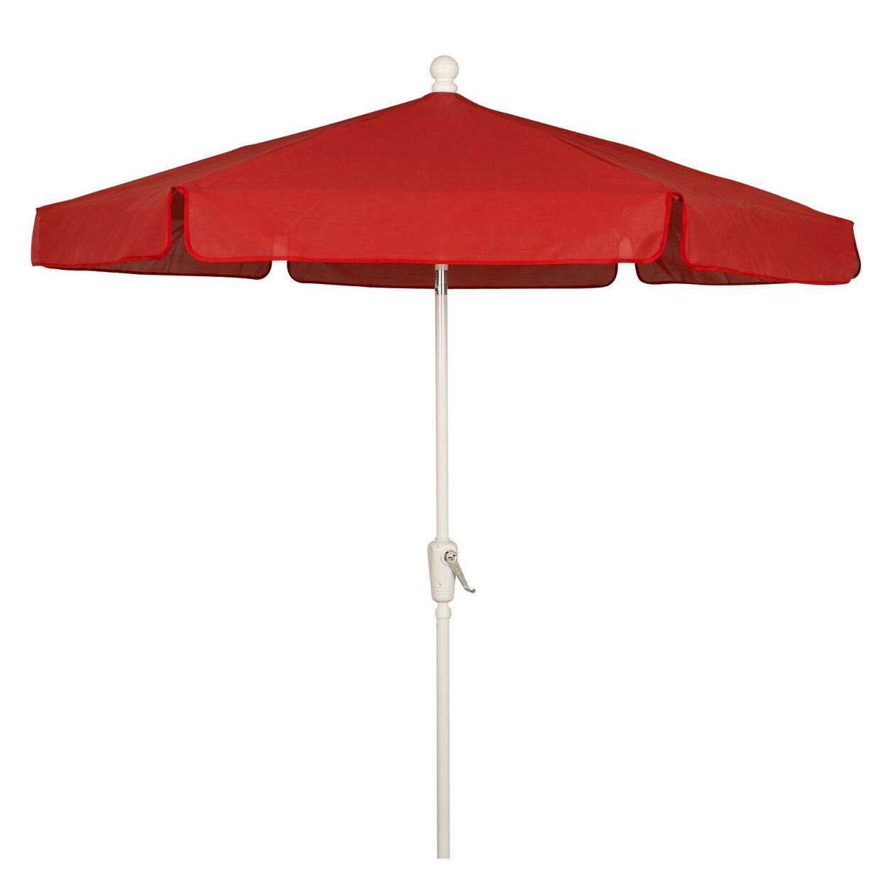 FiberBuilt 7.5 Ft. Aluminum Market Patio Umbrella W/ Crank Lift - White Pole / Red Vinyl image
