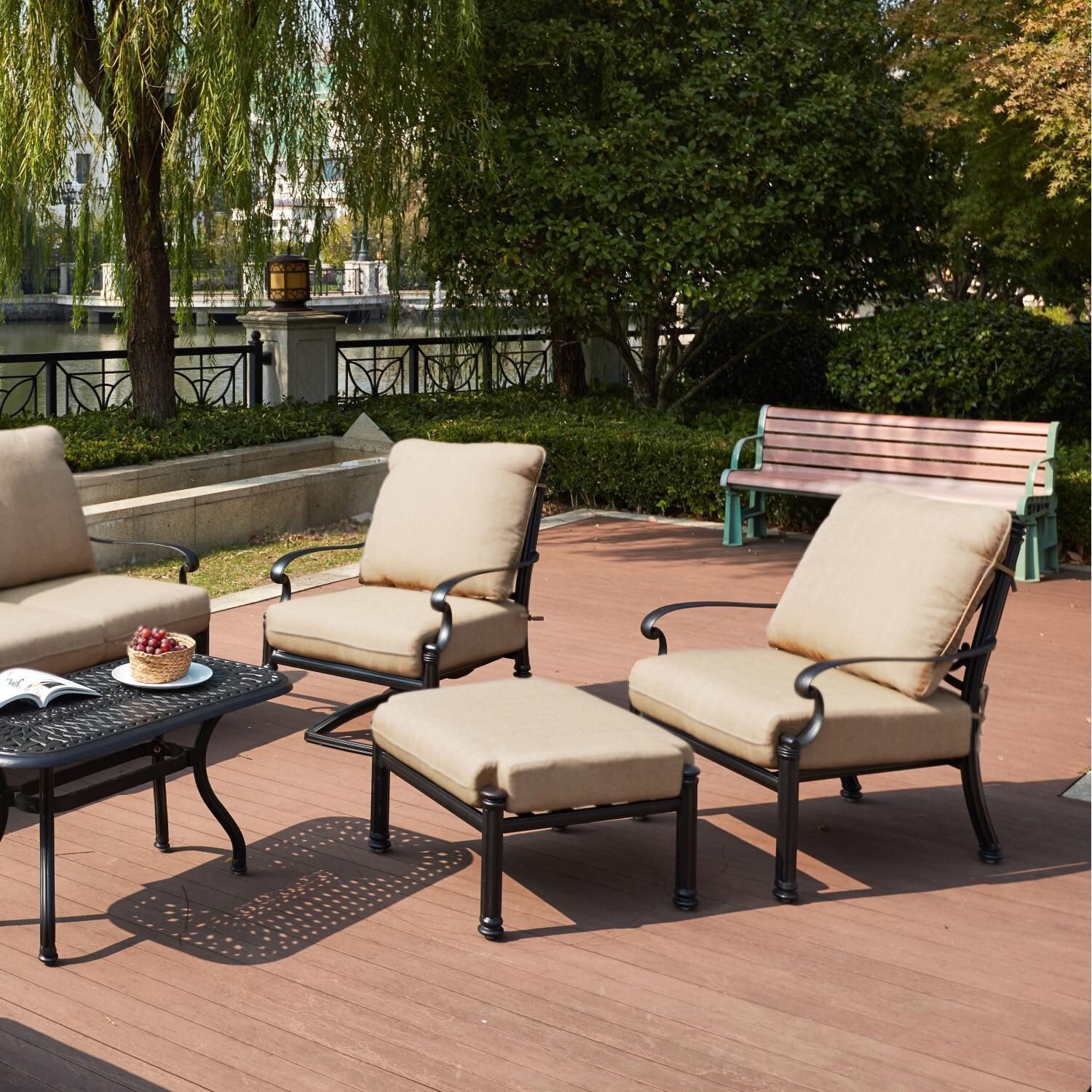 Darlee Santa Barbara Patio Ottoman - Antique Bronze - With Set (Not Included) - Lifestyle thumbnail