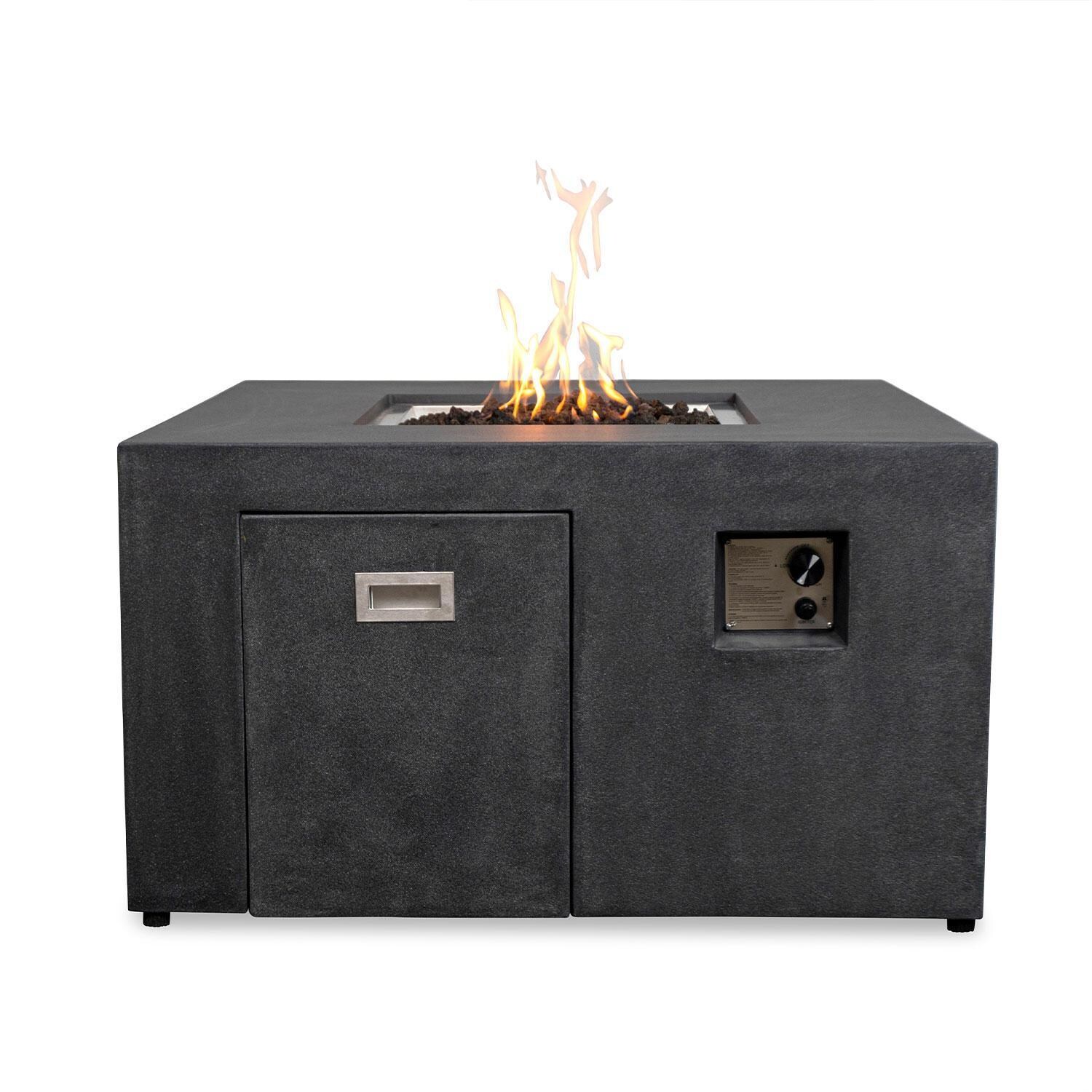 Glenwood 42-in Square Concrete Propane Fire Pit in Graphite by Lakeview Outdoor Designs - White Background thumbnail