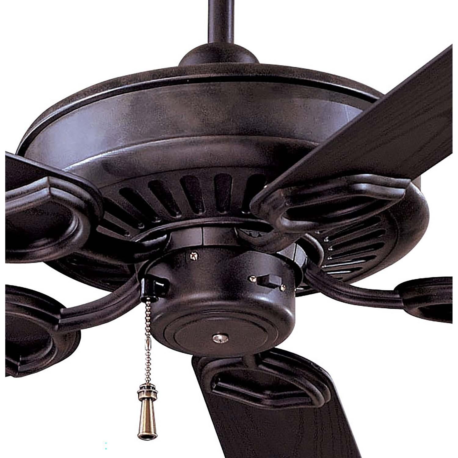 Minka-Aire F589-HT Sundowner 54-Inch 5-Blade Ceiling Fan in Heritage Finish w/ Black Blades - Closeup thumbnail