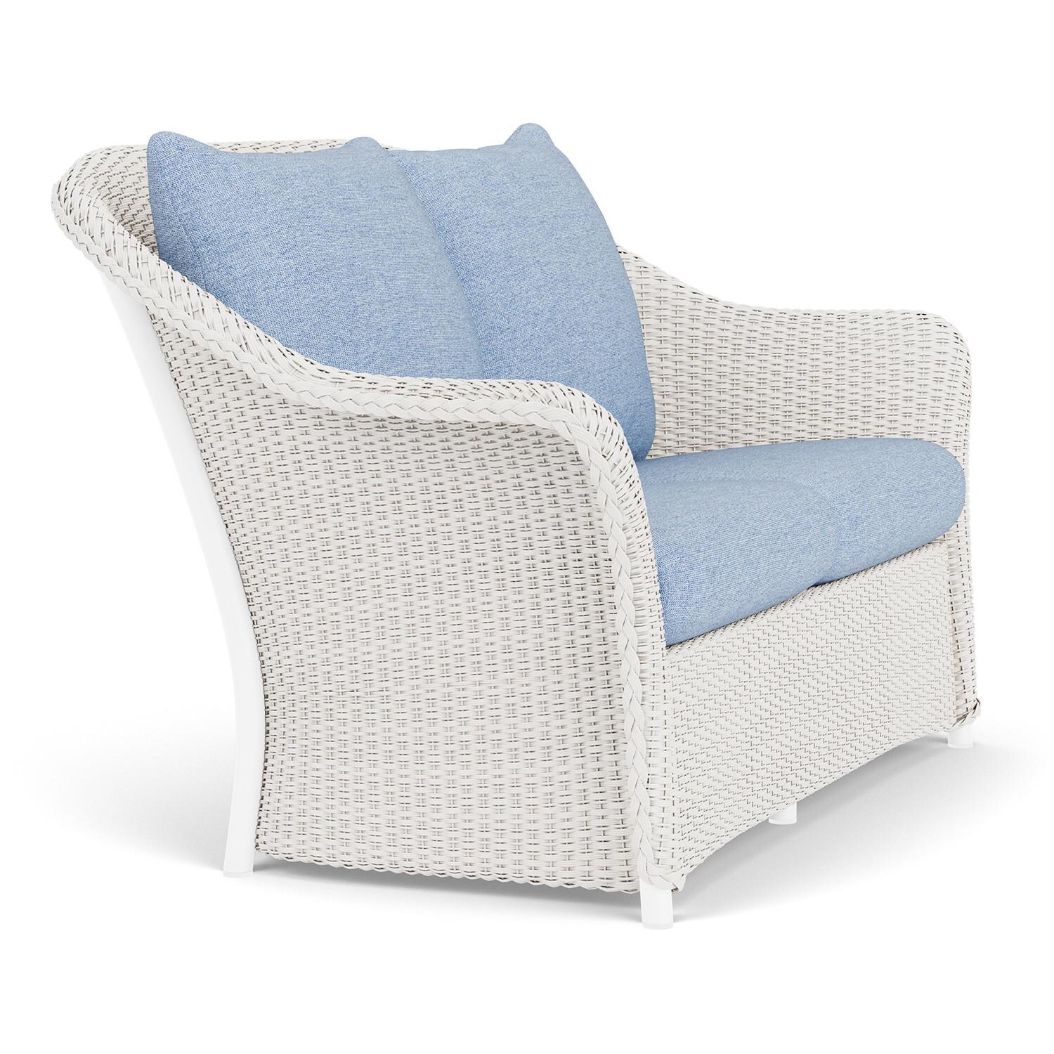 Lloyd Flanders Weekend Retreat Loveseat in White Finish W/ Demo Skyway Fabric - Angled thumbnail