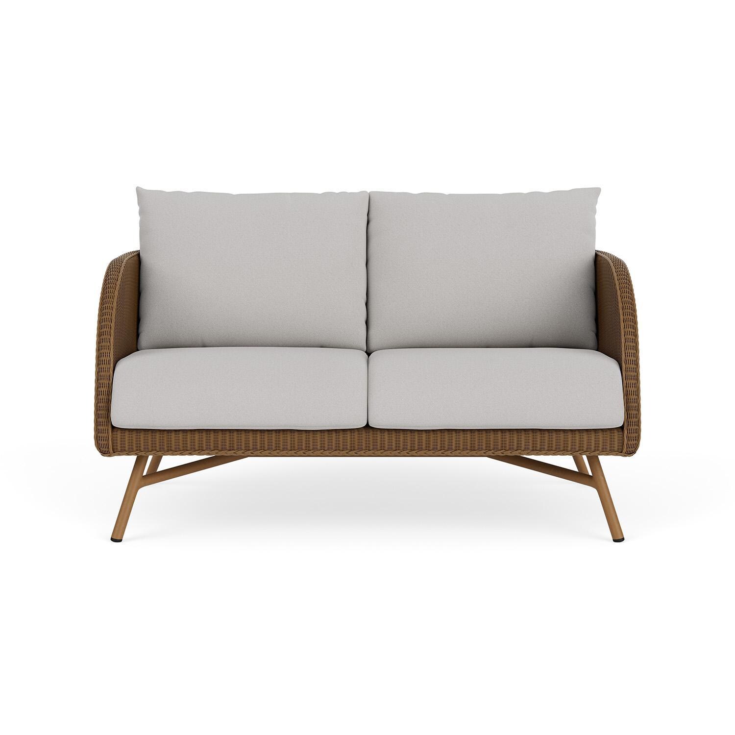 Essence 2 Person Wicker Loveseat in Hickory/Tundra Dove By Lloyd Flanders