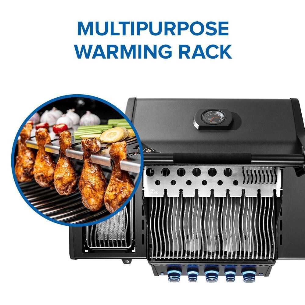 Napoleon RPS425RSIBNK-2-PHM Phantom Rogue PRO-S 425 Propane Gas Grill w/ Infrared Side & Rear Burners - Matte Black - Warming Rack - Detail thumbnail