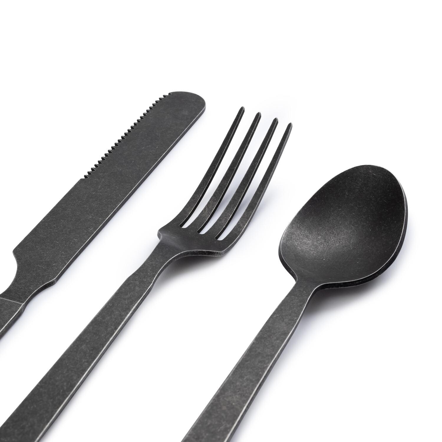 Barebones Living CKW-370 Flatware Set - Matte Black - Flatware Detail thumbnail