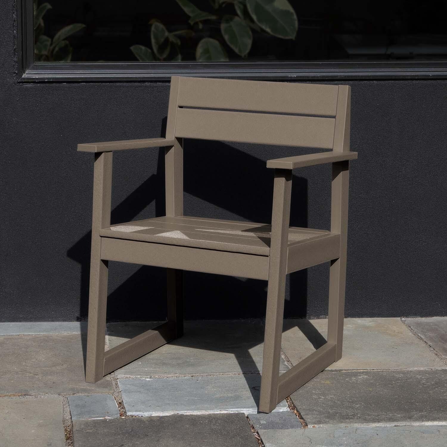 Hazel Cove Recycled Plastic Dining Arm Chair in Cabana Tan by Lakeview Outdoor Designs - Lifestyle thumbnail