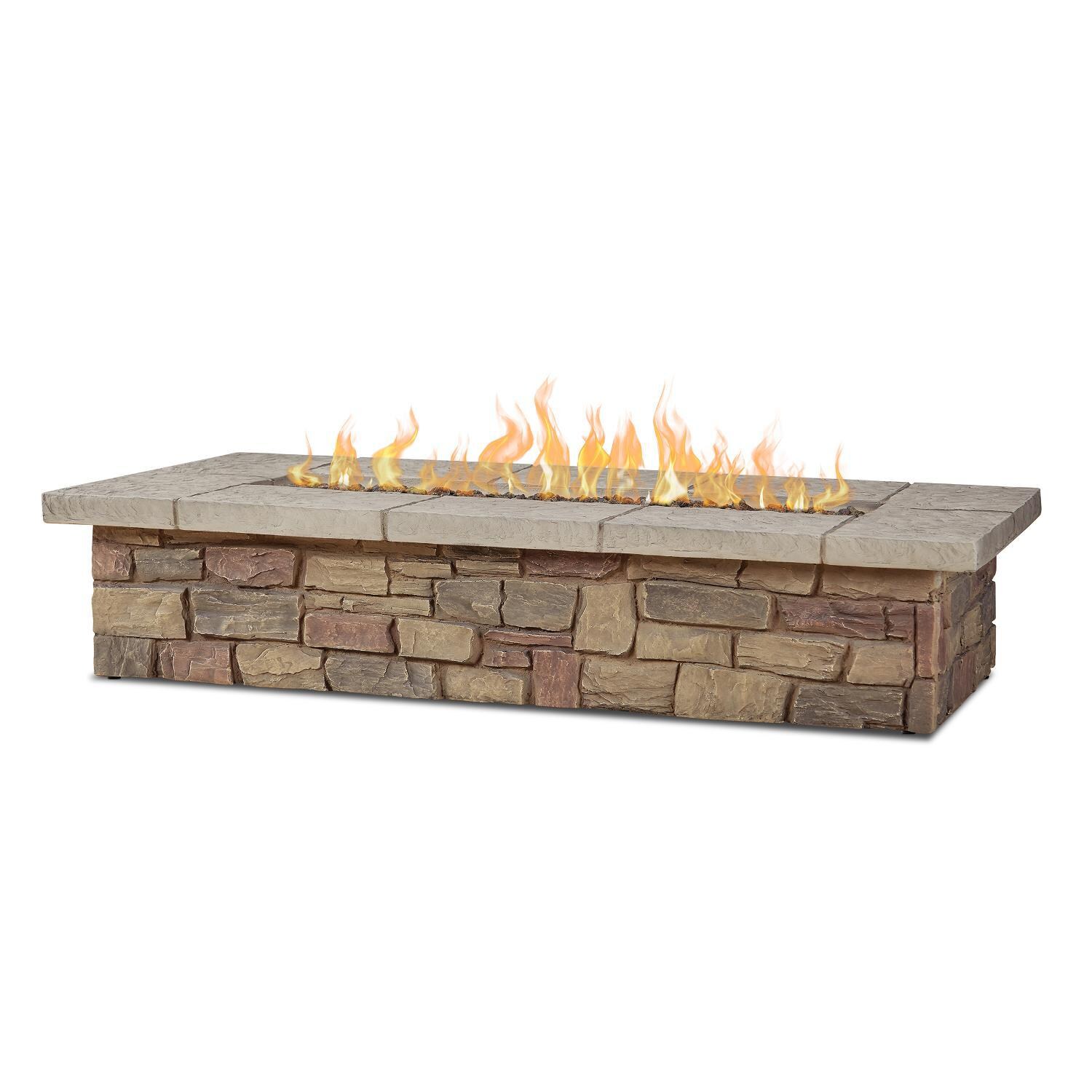 Lakeview Outdoor Designs SC-C11813LP-BF Baywood 66-Inch Rectangular Propane Fire Table - Angled View thumbnail