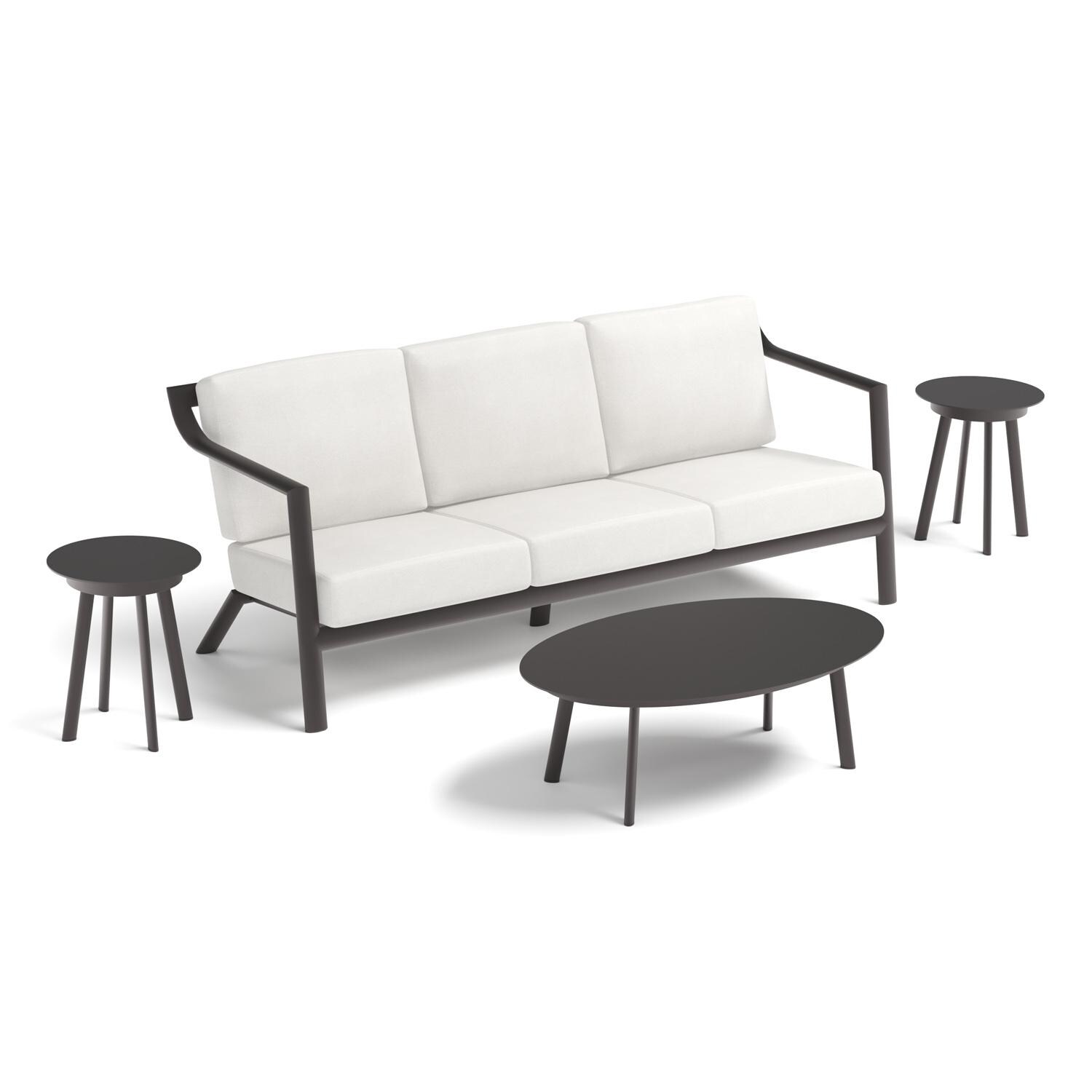 Oxford Garden Markoe 4 Pc Aluminum Seating Set in Carbon/Bliss Linen - Front View thumbnail