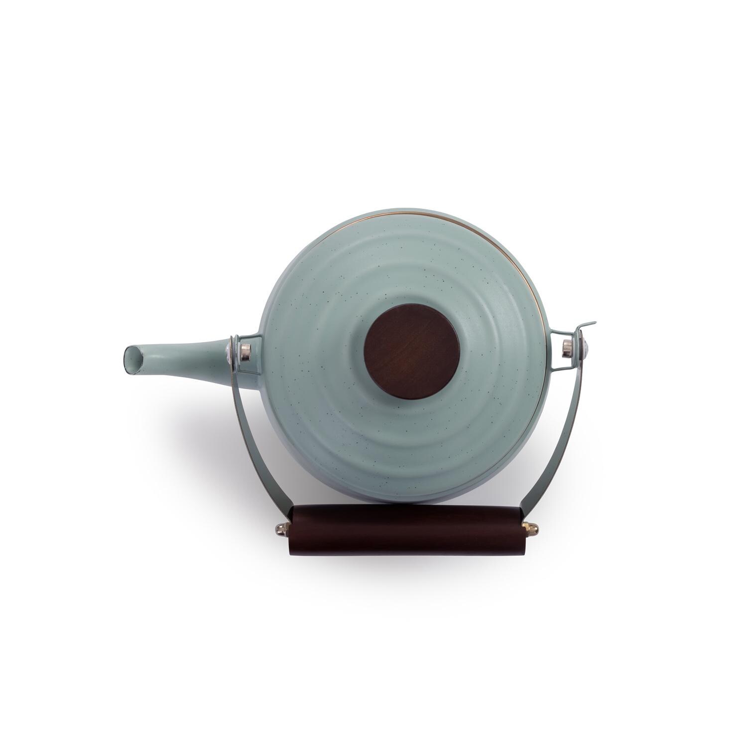 Barebones Living CKW-433 Enamel Teapot - Mint - Top View thumbnail