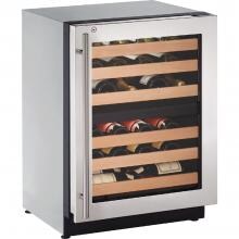 U-Line 2000 Series 24-Inch 43 Bottle Right Hinge Dual Zone Wine Captain With Lock - Stainless Steel - U-2224ZWCS-13B image