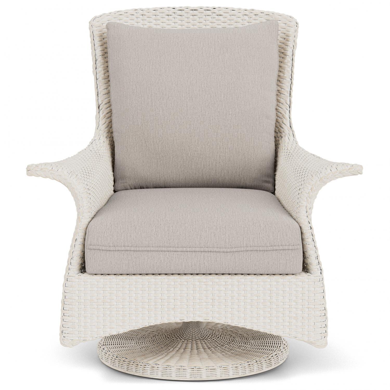 Mandalay Lloyd Loom Swivel Rocker Club Chair in Antique White/Remy Cloud by Lloyd Flanders