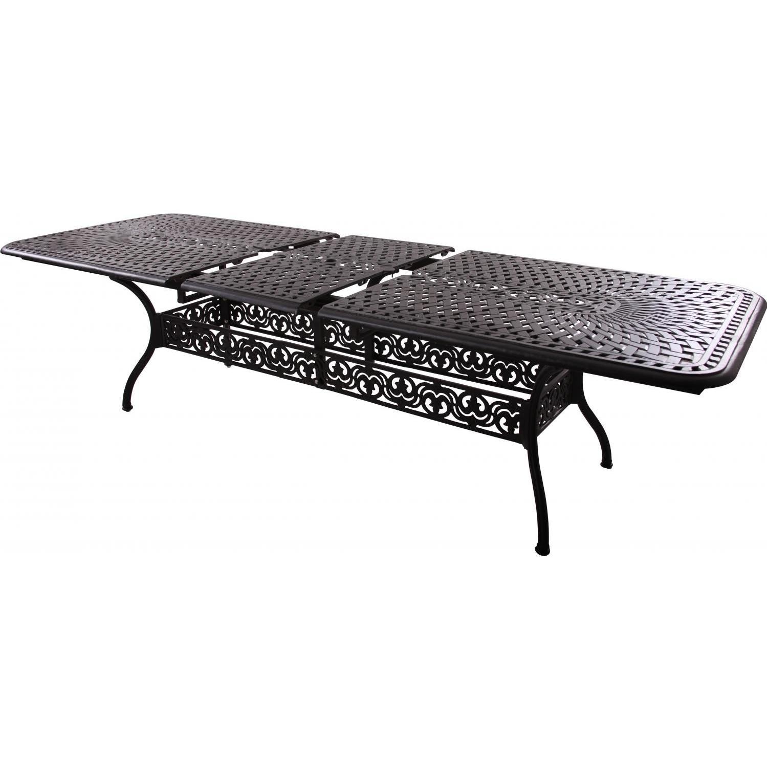 Santa Anita 11 Pc Cast Aluminum Patio Dining Set W/ 92 X 42 Inch Rectangular Extension Table & Sesame Sunbrella Cushions By Darlee - Extension Dining Table - Extended - White Background thumbnail