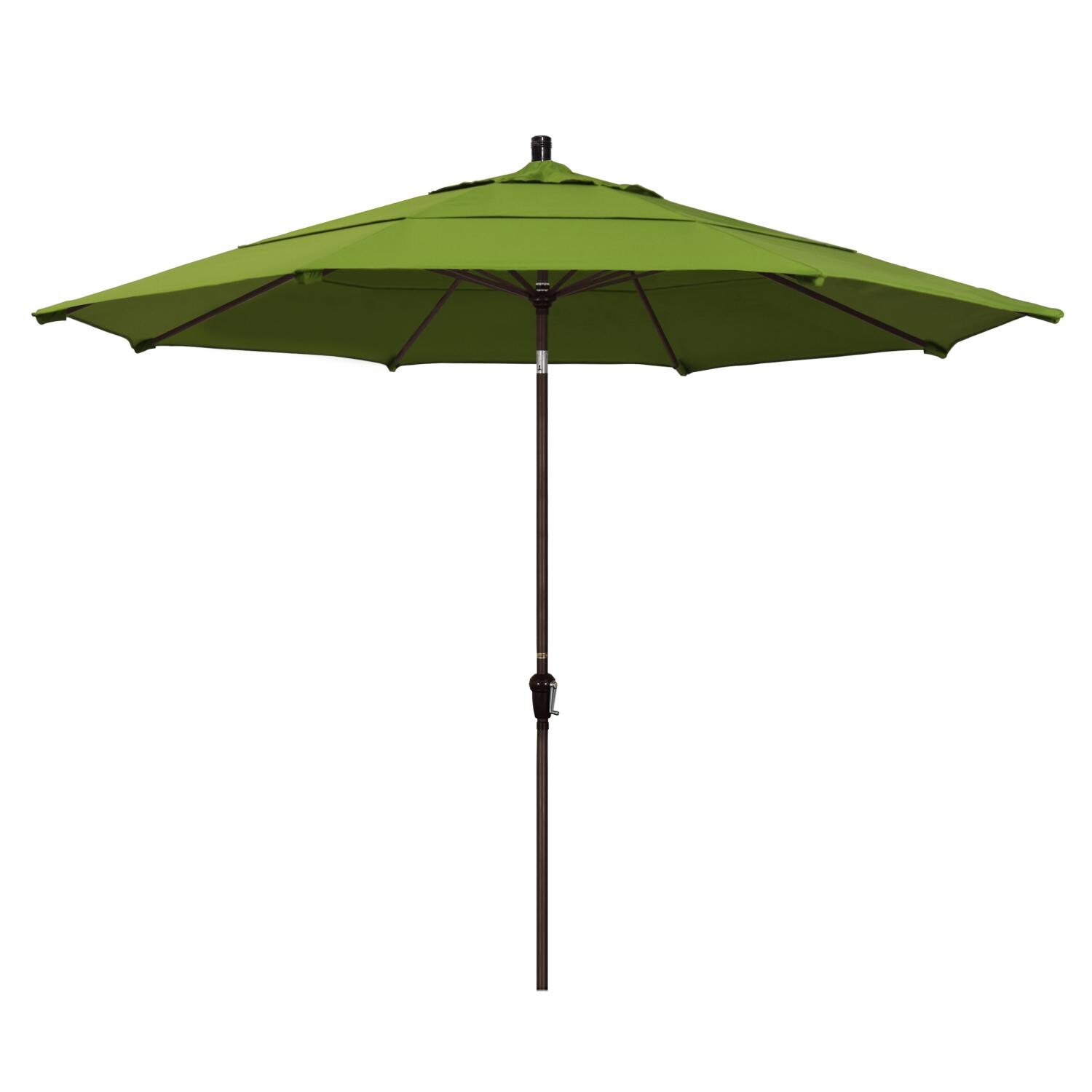 California Umbrella 11 Ft Octagonal Aluminum Auto Tilt Patio Umbrella W/ Crank Lift & Aluminum Ribs - Bronze Frame / Sunbrella Canvas Macaw Canopy thumbnail
