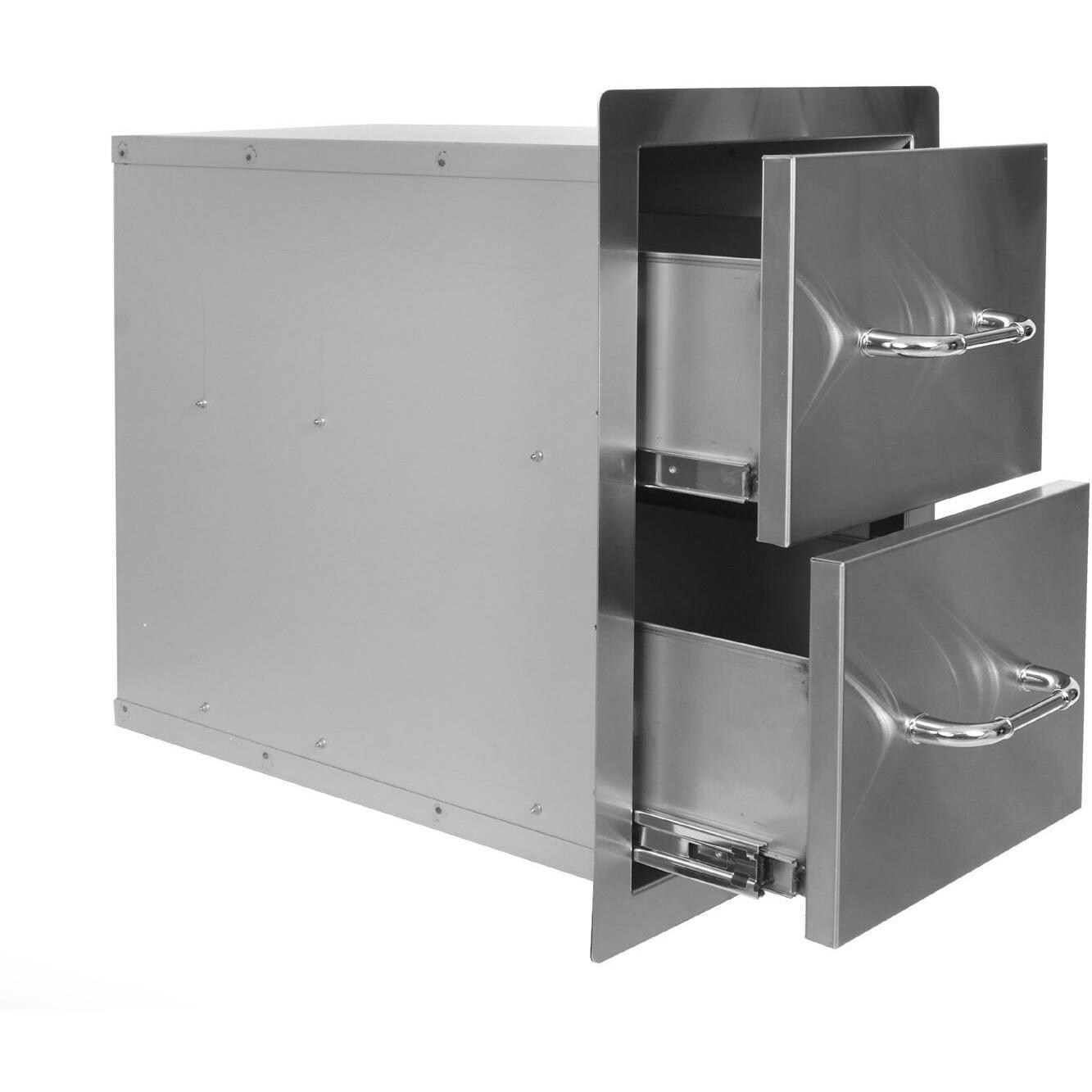 Bull 15 Inch Stainless Steel Double Access Drawer 56985 Bbqguys