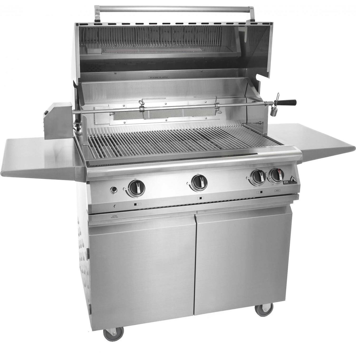 PGS Legacy Pacifica Gourmet 39 Inch Gas Grill w/ Lid Open thumbnail